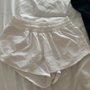 Women's White Elastic Waist Shorts
